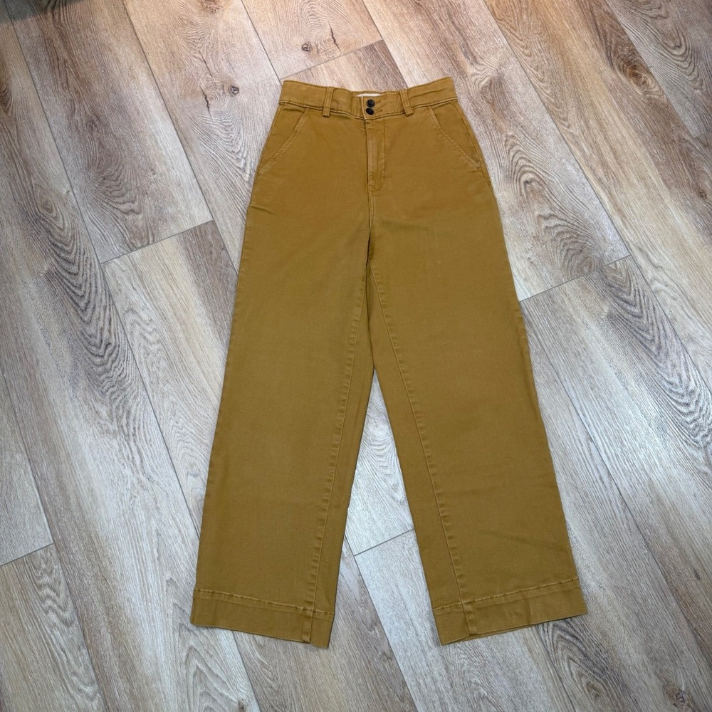 Everlane The Organic Crop Twill Wide-Leg Pant Brown Size 4 - Picture 9 of 12